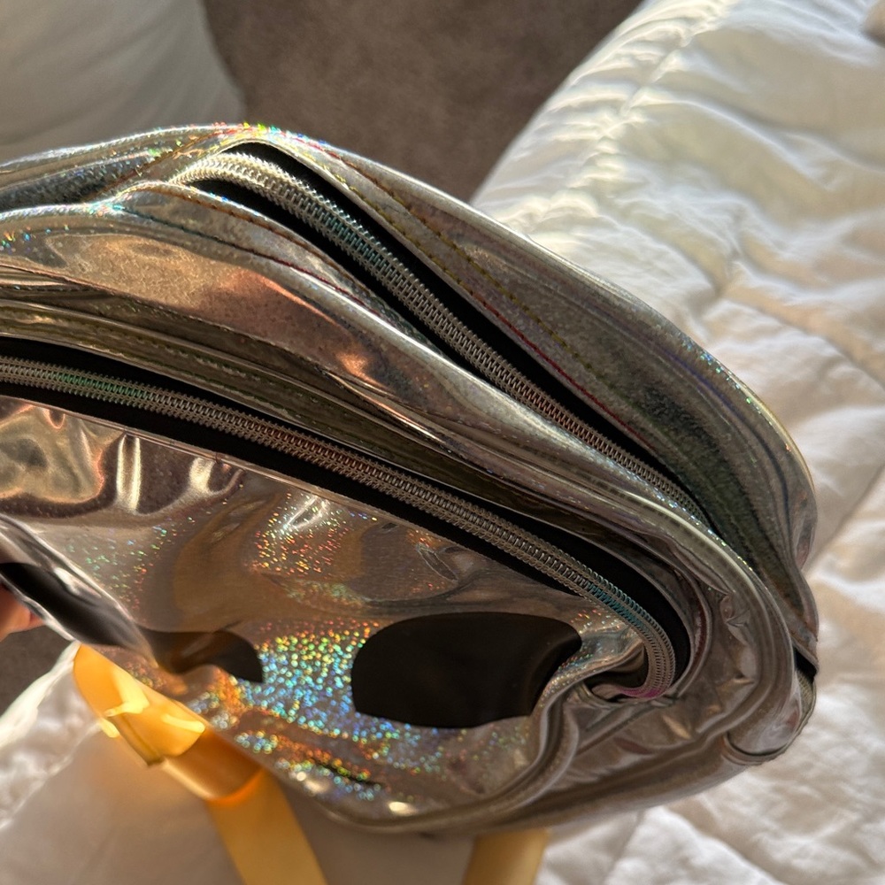 Holographic Silver Alien Face Backpack - image 12